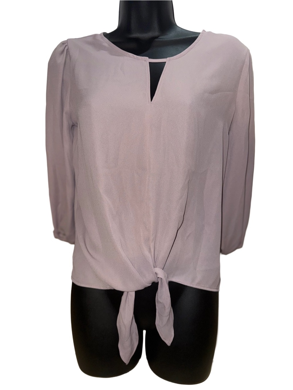 PINK Rose Light Blush Knot-Front Long Sleeve Top